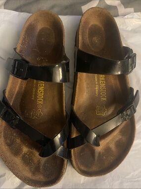Birkenstock Black Patent Mayari Sandals with Double Straps